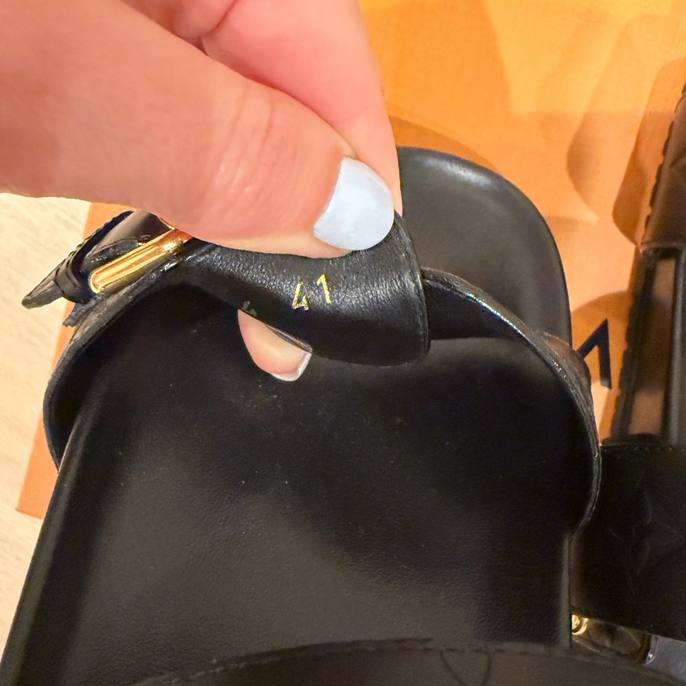 Louis Vuitton Black Sandals with Gold Buckle - Picture 3 of 3